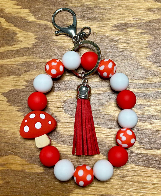 Mushroom silicone wrist keychain