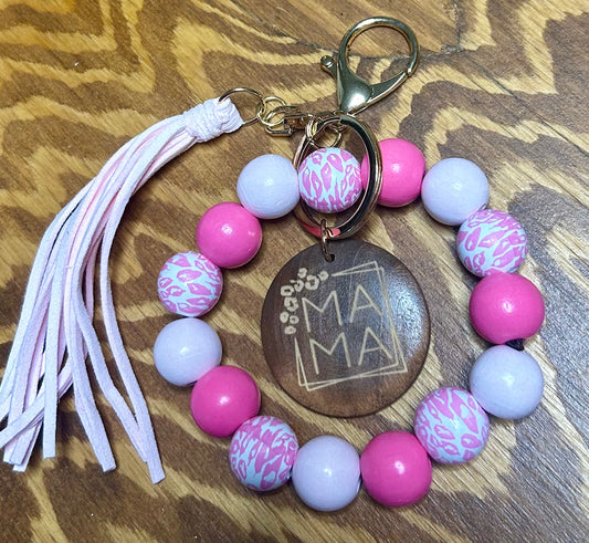 Wooden Keychain with Beads